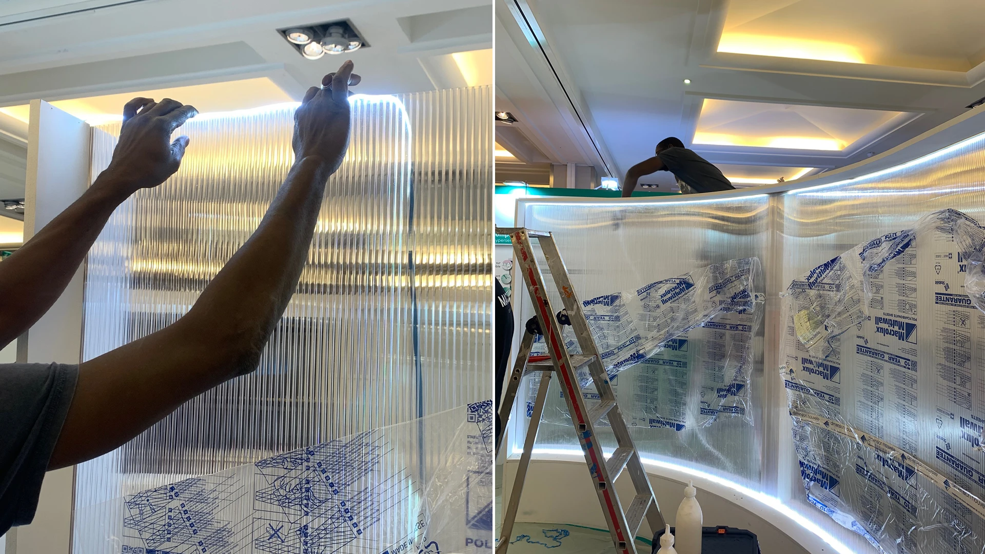 Alimentation éléctrique, passage de rubans LED et pose de spots